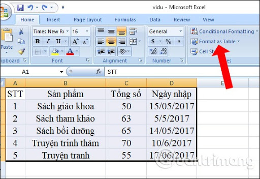 Format as table