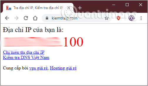 Tìm địa chỉ IP public với kiemtraip.com