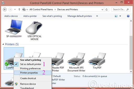 Nhấn Printer properties