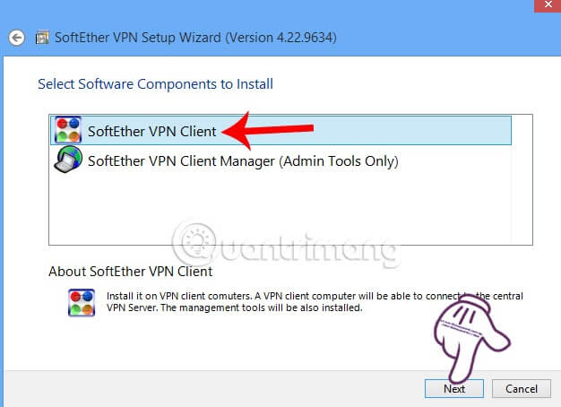 Chọn SoftEther VPN Client rồi nhấn Next 